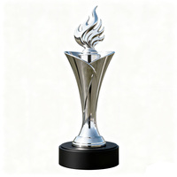 Trophée Flamme de Torche en Métal Plaqué Or 3D Personnalisé avec Logo Gravé, Thème Sportif, Cadeau de Noël, Décoration d'Intérieur - Impression Numérique