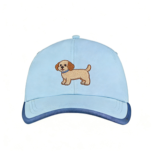 6-Panel Puppy Embroidery Baseball Cap Lightweight Breathable <b>Light</b> Blue Sun <b>Hat</b> for Outdoor Sports - Product Image 1