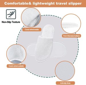 Pantoufles d'hôtel de luxe en velours doux de qualité supérieure, personnalisables avec logo, pour femmes et unisexe, en polaire corail, jetables, pour hôtel et spa - Product Image 3