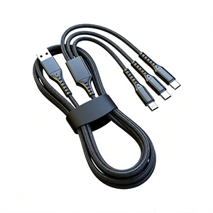 Câble compatible 3-en-1 portable en alliage d'aluminium USB-C USB-A 100W pour charge rapide 5A, batterie externe pour téléphones <span class=keywords><strong>iPhone</strong></span>/Android - Product Image 1