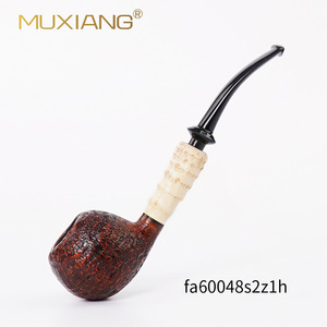 Muxiang Bent Briar Wood Tobacco Pipe Apple Shape Handmade Smoking Accessory - Product Image 5