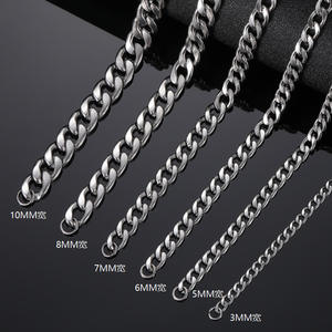 Stainless Steel Men's Cuban <b>Necklace</b> Titanium Plated Link Chain European/American Style <b>Fashion</b> <b>Choker</b> - Product Image 3