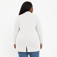 Cardigan Chic en Maille pour Femme, Col Cranté, Manches Longues, Grande Taille, Personnalisé OEM & ODM, Blanc, Polyester, Automne Hiver