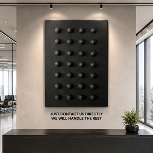 Midnight Grid Black Textured Relief <b>Wall</b> Art Handmade Custom Artwork Home Hotel Decor House Decoration Interior Decorative Arts - Product Image 1