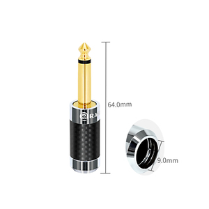 RASANTEK Hi-Fi chapado en oro latón 6,35mm <span class=keywords><strong>Mono</strong></span> micrófono Cable enchufe fibra de carbono soldadura 1/4 "6,3 MM <span class=keywords><strong>Mono</strong></span> TS conector de Audio - Product Image 5