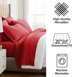 Parure de draps en microfibre de luxe, facile d'entretien, résistante aux plis, à la décoloration et aux taches, avec poche extra profonde de 21 pouces - Product Image 4