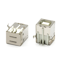 Conector USB 2,0 tipo B hembra de ángulo recto, conector PCB de 4 pines, tipo DIP