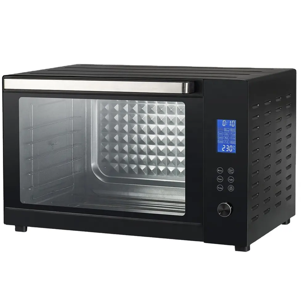 100L çift camlı kapı dokunmatik anahtar tost konveksiyon fırın büyük kapasiteli elektrikli pişirme fırını ile LCD ekran tost makinesi fırın