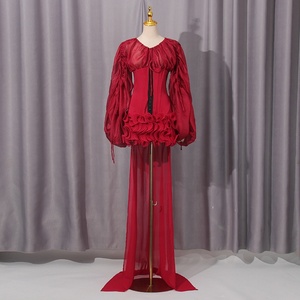 Vestido de Fiesta Corto de Lujo para Mujer, Estilo Irregular con Espalda Descubierta y Cola de Encaje, Marca OUDINA - Product Image 4