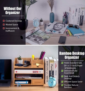 Bamboo <b>Desk</b> <b>Organizer</b> Office Desktop <b>Organizers</b> File Holders - Product Image 6