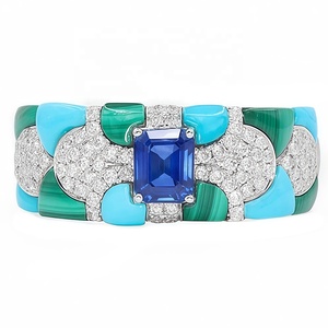 MUSHAN Alta Qualidade 925 Sterling Silver Wedding <span class=keywords><strong>Ring</strong></span> Diamante De Alto Carbono Luxo Pave Setting Anel de Noivado das Mulheres Cor Azul - Product Image 2