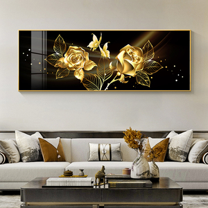 Decorazione per la Casa, Poster con Fiori Dorati, Stampa su Tela, Dipinto Murale per Soggiorno, Arte da Parete in Cristallo e Porcellana - Product Image 5