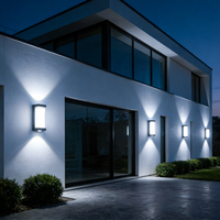 Applique murale LED étanche IP65 12W, éclairage extérieur haut et bas, en ABS et acrylique, pour porche, cour et jardin