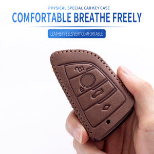 Porte-clés de voiture intelligent porte-clés porte-clés de mode coque/couverture de clé de voiture en gros conception personnalisée en cuir pour BMW cuir de cire d'huile - Product Image 5