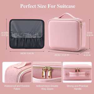 กระเป๋าเก็บเครื่องสำอางพร้อมกระจกไฟ LED กระเป๋าเก็บเครื่องสำอางสำหรับเดินทางความจุสูง - Product Image 3