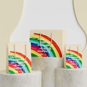 Sacs à provisions en papier kraft longs et carrés, personnalisés, colorés, classiques, durables, recyclables, réutilisables, avec poignées - Product Image 2