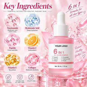 Siero Viso 6 in 1 con Marchio Privato, Acido Ialuronico, Vitamina C, Niacinamide, Peptidi, Anti-Età, Illuminante e Riparatore - Product Image 4