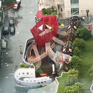 Rete di corda rossa <span class=keywords><strong>nave</strong></span> avventura per bambini su misura arrampicata e equilibrio struttura di gioco per parchi giochi all'aperto e parchi a tema - Product Image 4