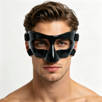 Nouveau Masque Demi-Visage pour Homme 2026, Masque de Soirée Vénitien en Plastique Noir, Style Sportif pour Halloween, Cosplay