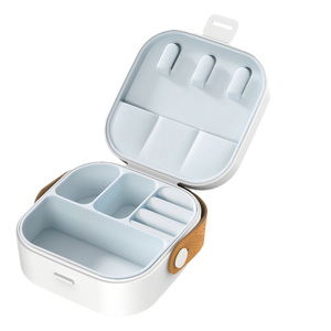 Portable Mini Travel Jewelry Box Custom Logo Plastic Jewelry Organizer with <b>Mirror</b> Handle <b>Compact</b> Necklace Earring Ring Holder - Product Image 1