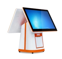 Sistema POS HIDISIM GC148B de Doble Pantalla con Windows, Terminal de Caja Registradora con Pantalla Táctil, Escáner de Código de Barras NFC, Impresora de Recibos