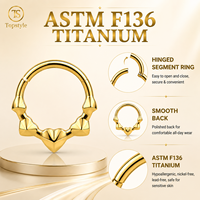 Edgy G23 Titan Klappbarer Clicker-Ring Facettiertes Herz Geometrischer Septum Hoop Hypoallergener Helix-Knorpel-Piercing-Schmuck