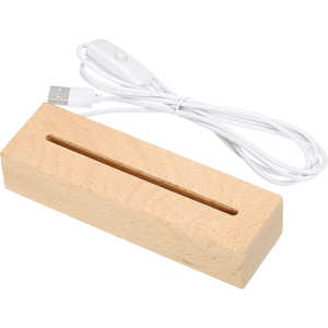 LED Table <b>Lamp</b> Wood Stand Holder DIY 3D RGB Night Light USB Recharge <b>Remote</b> <b>Control</b> Modern Design - Product Image 1