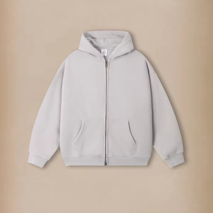 Bán Buôn Tùy Chỉnh 360 GSM Bông Pha Trộn Lông Cừu Lót Hoodies Cổ Điển Rửa Đau Khổ Axit Rửa Zip Lên Hoodies Cho Nam Giới - Product Image 2