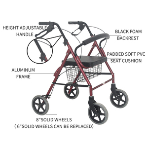 Déambulateur pliable en aluminium 2-en-1 avec siège confortable pour la mobilité des personnes âgées et des adultes. - Product Image 6