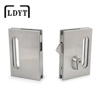 Serrure de porte vitrée, verrouillage de porte coulissante en verre sans cadre, cylindre européen durable, poignée SlimLine, serrures à plaque avec loquet à crochet