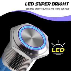 Tính năng tự khóa 12V/24V dẫn chuyển đổi Nút nhấn công tắc 1911 thép không gỉ IP67 không thấm nước 16mm kim loại đẩy nút chuyển đổi tự khóa - Product Image 3