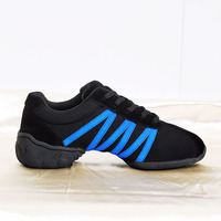 Chaussures de danse jazz à talon bas, empeigne en maille respirante, bout rond, chaussures de danse russes avec doublure en cuir véritable, caractéristiques en cuir souple
