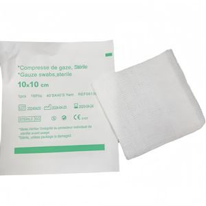 Compresses de gaze stériles 10x10 cm à usage unique pour pansement, stérilisées à l'oxyde d'éthylène - Product Image 1