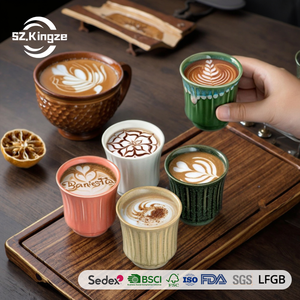 Kingze Tasses Kahwa traditionnelles personnalisées de 120ml Tasse à café expresso en céramique de Dubaï sans poignée - Product Image 1