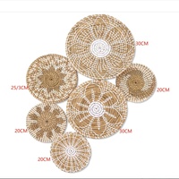 Paniers suspendus en jonc de mer naturel tressé à la main, style bohème, 11,8'' 9,8'' 7,9'', pour décoration murale, en couleur unie