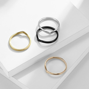 Simple <b>titanium</b> steel band heart-shaped <b>ring</b> for women, geometric smooth heart design, colorfast and won't fade. - Product Image 2