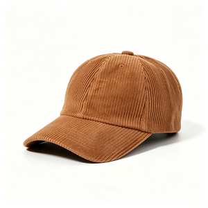 Casquette de baseball unisexe en velours côtelé, 6 panneaux, visière souple et incurvée, style Dad Hat, chaude pour l'automne et l'hiver, couleur camel, avec sangle arrière réglable en métal - Product Image 4