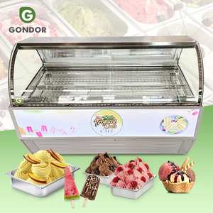 Vitrine réfrigérée pour glaces et sorbets en verre incurvé pas cher, 16 plateaux, mini vitrine pour gelato - Product Image 1