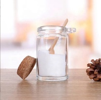 Botol Garam Mandi Kaca 130ml 250ml Stoples Kosmetik 8oz Botol Kaca dengan Sendok Kayu dan Tutup Gabus
