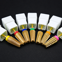 Forets de fraisage pour ongles en acier au tungstène doré 5 en 1 à double utilisation manuelle, carbure multifonctionnel à haute dureté pour une utilisation longue durée