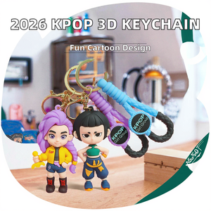 سلاسل مفاتيح جديدة لفرق الفتيات الكورية (K-POP) بتصميم أنمي، حلقات مفاتيح من السيليكون المطاطي لتزيين الحقائب - Product Image 2