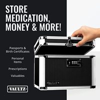 Mallette de rangement en aluminium Boîte portable avec serrure à combinaison Mallette à outils en aluminium Rangement des médicaments Fournitures médicales Argent comptant Noir