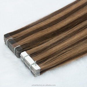 Extensions de cheveux humains Remy 100% invisibles de haute qualité, faible MOQ, double épaisseur, avec mèches, à coller. - Product Image 4