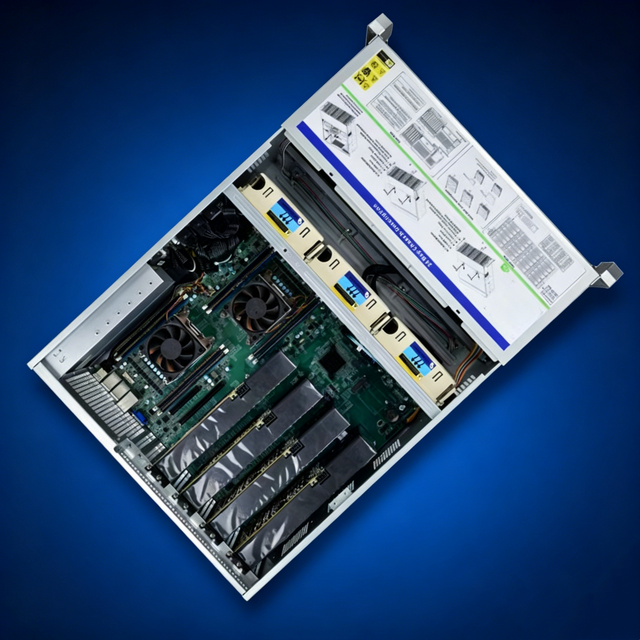 4-GPU Workstation Server with 4x24GB Graphics Cards 2x14-Core CPU 128GB RAM 1TB SSD for AI Training & Computing