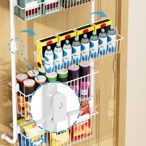 1 Pak Wit Opbergrek Op De Deur, Deur Gemonteerde Opslag Organizer Metalen Rek Plank, 6 Lagen Over De Deur Pantry Organizer - Product Image 2