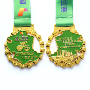 Médailles de course à vélo en métal 3D bon marché, médailles de course à vélo, médailles d'argent et d'or, médaille de 1er rang, médaille de sport en gros avec cordon - Product Image 2