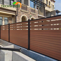 Clôture de jardin en WPC pour balcon, profil de brise-vue, cadre à lamelles, barre en métal, traitement de surface en aluminium, clôture de jardin en fer forgé