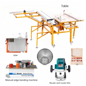 Sierra de mesa deslizante de brazo basculante de <span class=keywords><strong>aserradero</strong></span> móvil superventas de WANJIA utilizada para carpintería y máquina de sierra de panel de corte de madera - Product Image 1