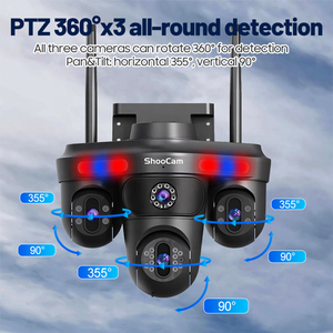 Caméra de surveillance CCTV 16MP 4 objectifs sans fil Wifi/4G PTZ <span class=keywords><strong>360</strong></span>° avec interphone bidirectionnel, caméra IP réseau extérieure 8K 4K avec zoom 10x - Product Image 4