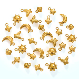 Colgante Mini Estrella Luna de Acero Inoxidable, Accesorio de Oro 18K, Impermeable, para DIY: Collar, Pendientes, Pulsera - Product Image 1